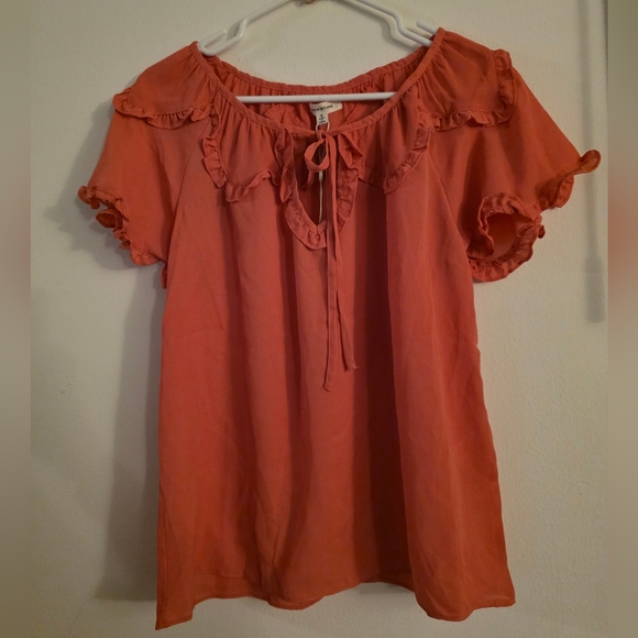 Max StudioShort-Sleeve Ruffle-Trim‎ Top Size Small - Picture 3 of 6
